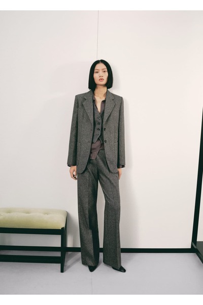 MANGO Woman Kırçıllı yün pantolon