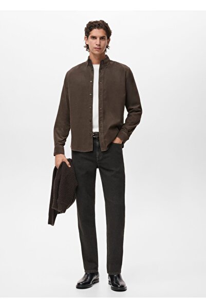 MANGO Man Klasik kesim mikro fitilli kadife gömlek