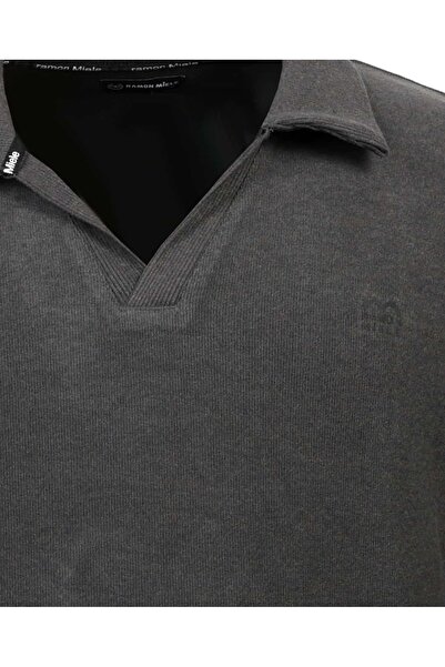 tambattal Plus Size Buttonless Polo Neck Velvet Sweater