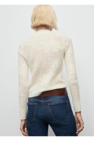 MANGO Woman Çiçek desenli ajur örgü kazak