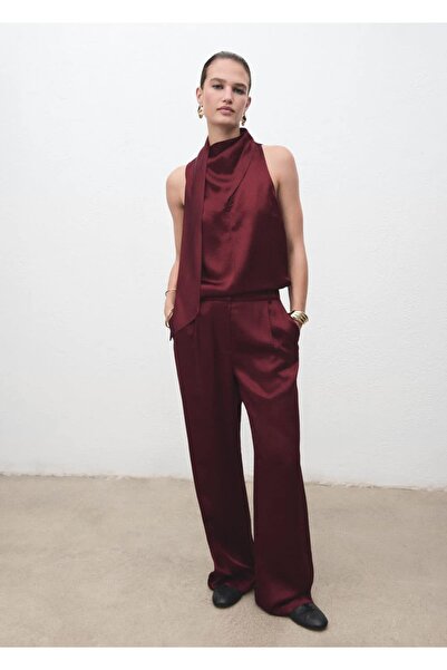 MANGO Woman Saten fularlı bluz