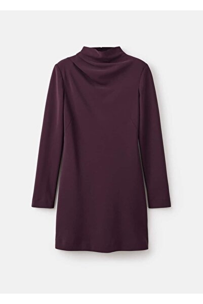 MANGO Woman Drape yaka uzun kollu elbise