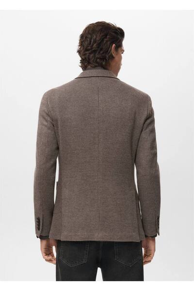 MANGO Man Slim fit mikro kazayağı desenli blazer ceket