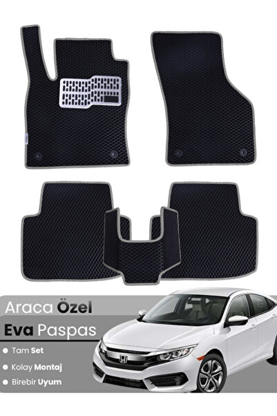 stiloto HONDA CİVİC FC5 (2016-2021) Uyumlu EVA Paspas Tam Set–Araca Özel,Su G...