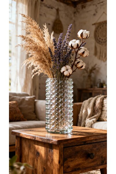 Paşa Cam Silindir Balon Deselin Mumluk & Vazo 10 x 20