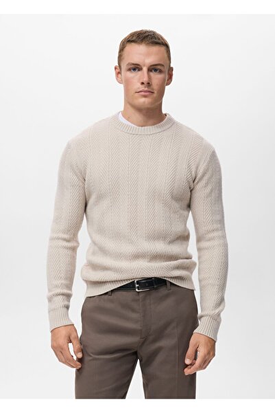 MANGO Man Balıksırtı dokuma kazak