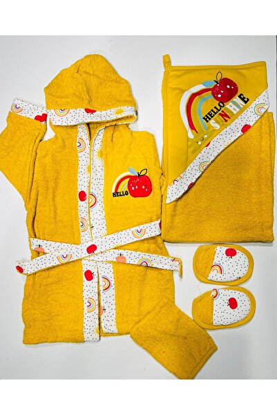 Miniworld 5'li Bornoz Seti 0-2 Yaş % 100 Organik Pamuk (Bornoz+Banyo Havlusu+...