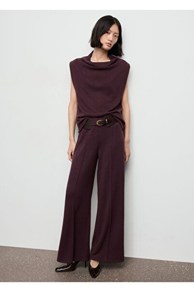 MANGO Woman Dikiş detaylı düz kesim pantolon