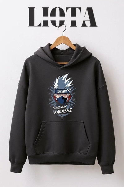 Vordevia Sharingan Kakashi Printed Oversize Cotton 3 Thread Sweatshirt