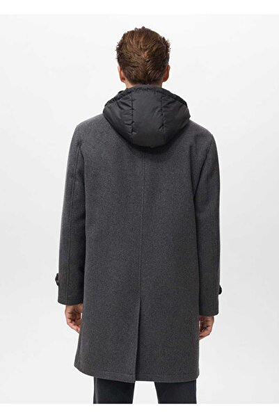 MANGO Man Çıkarılabilir kapüşonlu yün ceket