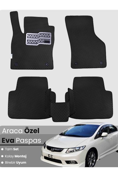 stiloto HONDA CİVİC FB7 SEDAN (2012-2015) Uyumlu EVA Paspas Tam Set–Araca Öze...