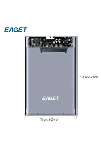 Eaget Taşınabilir HDD Kutusu 2,5" Şeffaf Füme