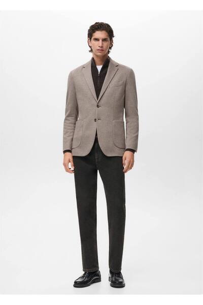 MANGO Man Slim fit mikro kazayağı desenli blazer ceket