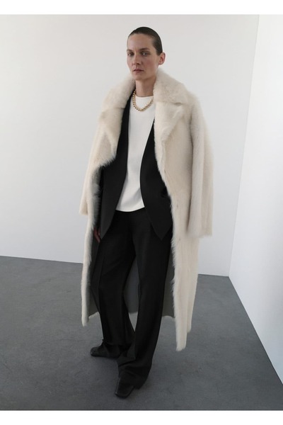 MANGO Woman Düz kesim kumaş pantolon