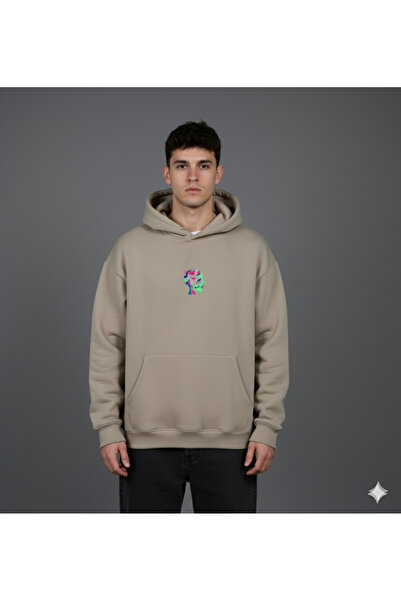 By Caspita Fashion Lenithra Dope Back Printed Unisex Oversize Beige Hoodie