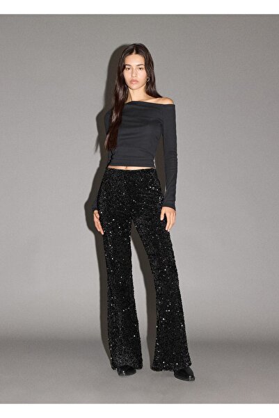 Mango Teen Payetli flare pantolon