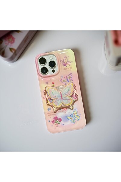 HYPERSOFT Iphone 13 (6.1 inç) Uyumlu Popsocketli Stant Olabilen Şık Desenli S...