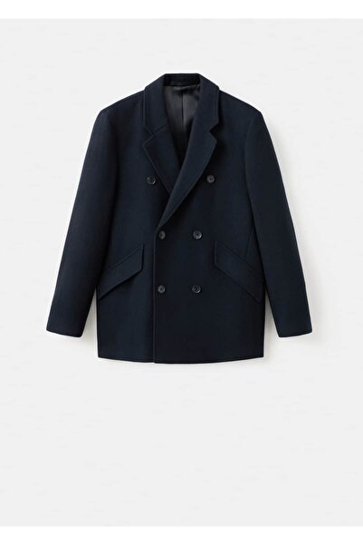 MANGO Man Yün karışımlı kruvaze palto