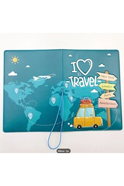 Dgt Luxury Pasaport Kılıfı, Karikaturize Seyahat Temalı, Eğlenceli, Seyahat Cüzdanı, Pratik Kullanım
