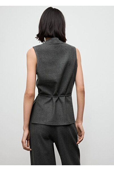 MANGO Woman Beli bağcıklı düz kesim pantolon