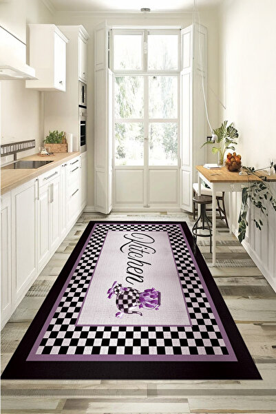 EVİMSEN Dekoratif Dijital Baskılı Yıkanabilir ve Kaymaz Tabanlı Çiçekli Kitch...