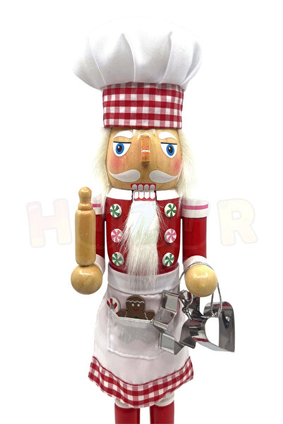 Huzur Party Store 40 cm Handmade Cook Nutcracker Lead Soldier Cookie Mold Roller Christmas New Year Nutcracker