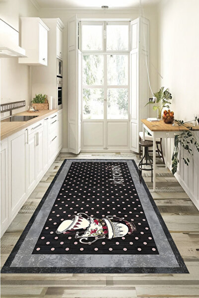 Decorative Digital Printed Washable and Non-Slip Kitchen Printed Cup Pattern Kitchen Rug