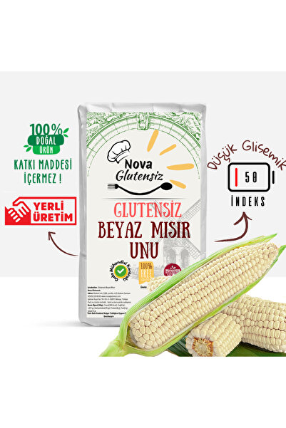 NOVA GLUTENSİZ Glutensiz Beyaz Mısır Unu 1 KG