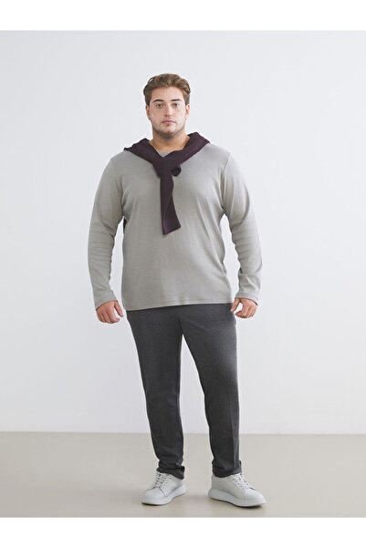 LC Waikiki Plus Size Crew Neck Long Sleeve Men's T-Shirt
