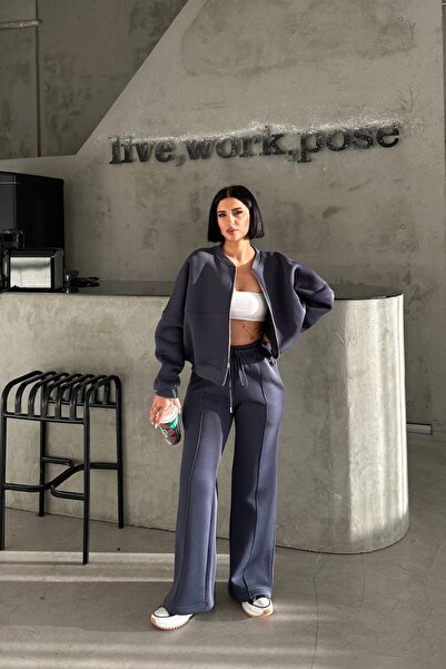 Mezka Kadın Şardonlu Üç Iplik Kışlık Eşofman Takımı