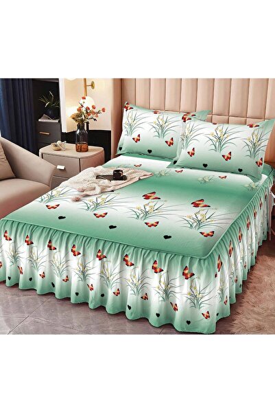 Happy Home Cearceaf de pat cu volane Finet , 160x200cm + 2 fete de perna 50x70cm