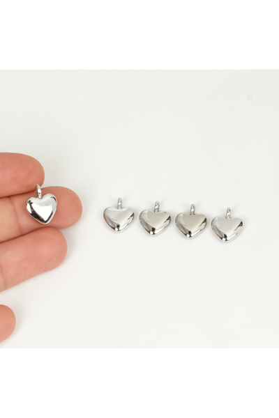 yfhobi 1 Adet - 13 mm Kalp Desen Metal Uç, Takı İçin Charm Uç, Rodyum Kaplama...