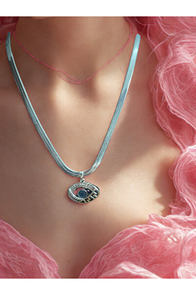 Sevginin Şifa Evi Râ’nın Gözü İtalyan Zincir Nazar Boncuğu Çelik Kolye