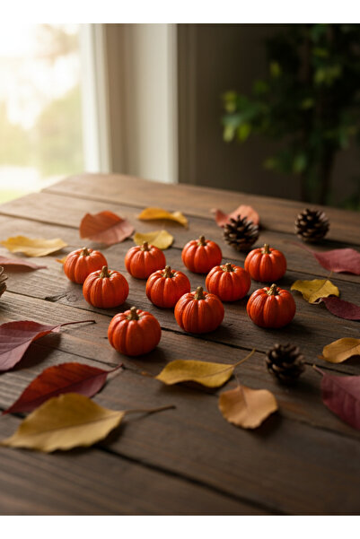 SEMY STORE Minik 12'lı Dekoratif Balkabağı Seti, Obje, Biblo, Ev Dekorasyon, ...