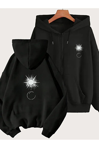 cc collection Unisex Ζακέτα με στάμπα φεγγαριού και αστεριών, μεγάλου μεγέθου...