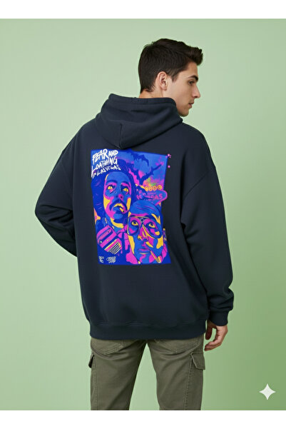 By Caspita Fashion هودي كبير الحجم للجنسين مطبوع عليه لينيثرا لاس فيغاس