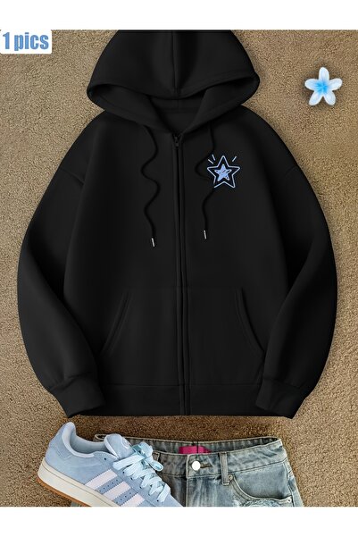 cc collection Cardigan unisex supradimensionat cu imprimeu stele