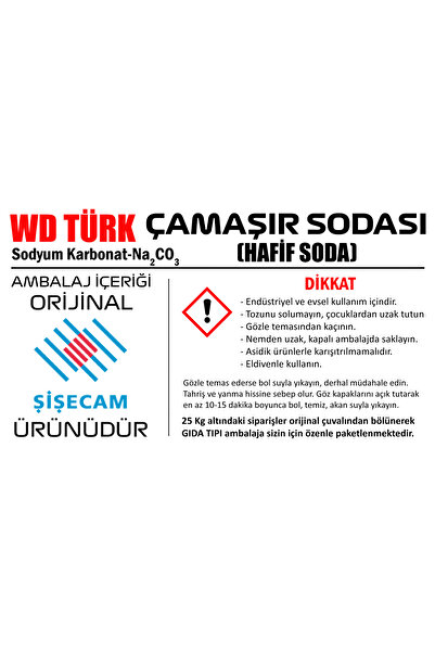 WD Türk Çamaşır sodası 250 gr Sodyum Karbonat Hafif Soda