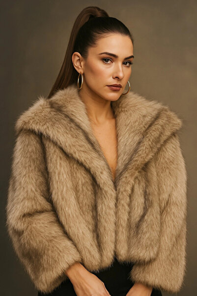 ayakuydur Kadın Vizon Kürklü Cepli Kaban