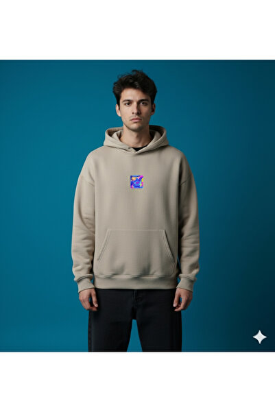 By Caspita Fashion Lenithra Las Vegas Back Printed Unisex Oversize Beige Hoodie