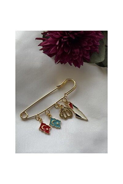 MADEFORYOUU Filistin Doğu Türkistan Türkiye Bayrak Figürlü Allah Lafzı Broş, ...