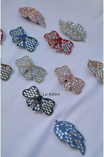 LO ADORO 12 Pieces of Stone Bow Leaf Hairpins with Snap Fasteners