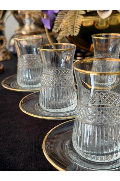 LOKMAN ZÜCCACİYE 6 Personality Crystal Hand-Cut Gold Gilt Tea Set (Model2)