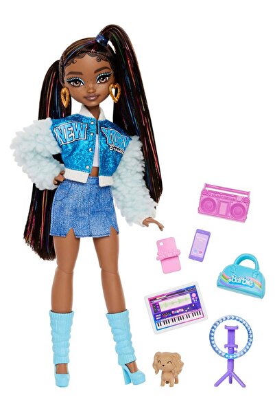 Barbie Dream Besties 'Brooklyn' Posable Fashion Doll with Long Black Hair, 9 Music-Themed Pieces