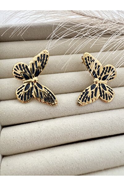 Neesh ÇELİK KELEBEK KÜPE (GOLD/GRİ)