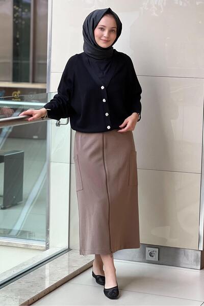 sentez giyim Sentez Pocket Detailed Zippered Skirt