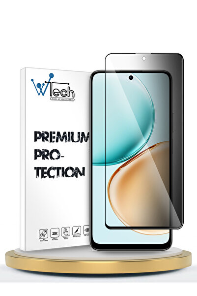 Wtech Honor X7d 4G 2025 E2E Series غطاء كامل من الزجاج المقوى بخاصية الخصوصية...