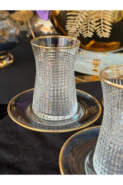 LOKMAN ZÜCCACİYE 6 Person Hand Cut 24K Original Gold Plated Tea Set (Model4)