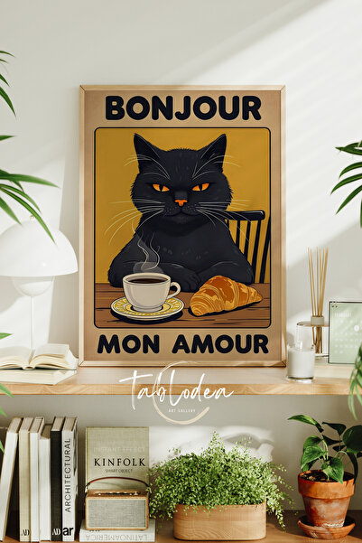 tablodea Poster înrămat cu pisică retro Mizahi pentru decorarea colțului de c...