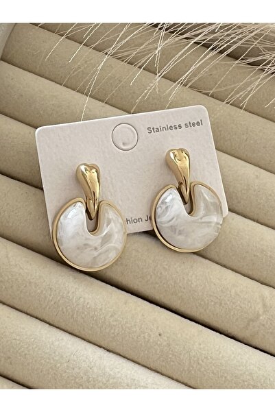 Neesh ÇELİK DMLA KAHVE KEMİK KÜPE (GOLD)